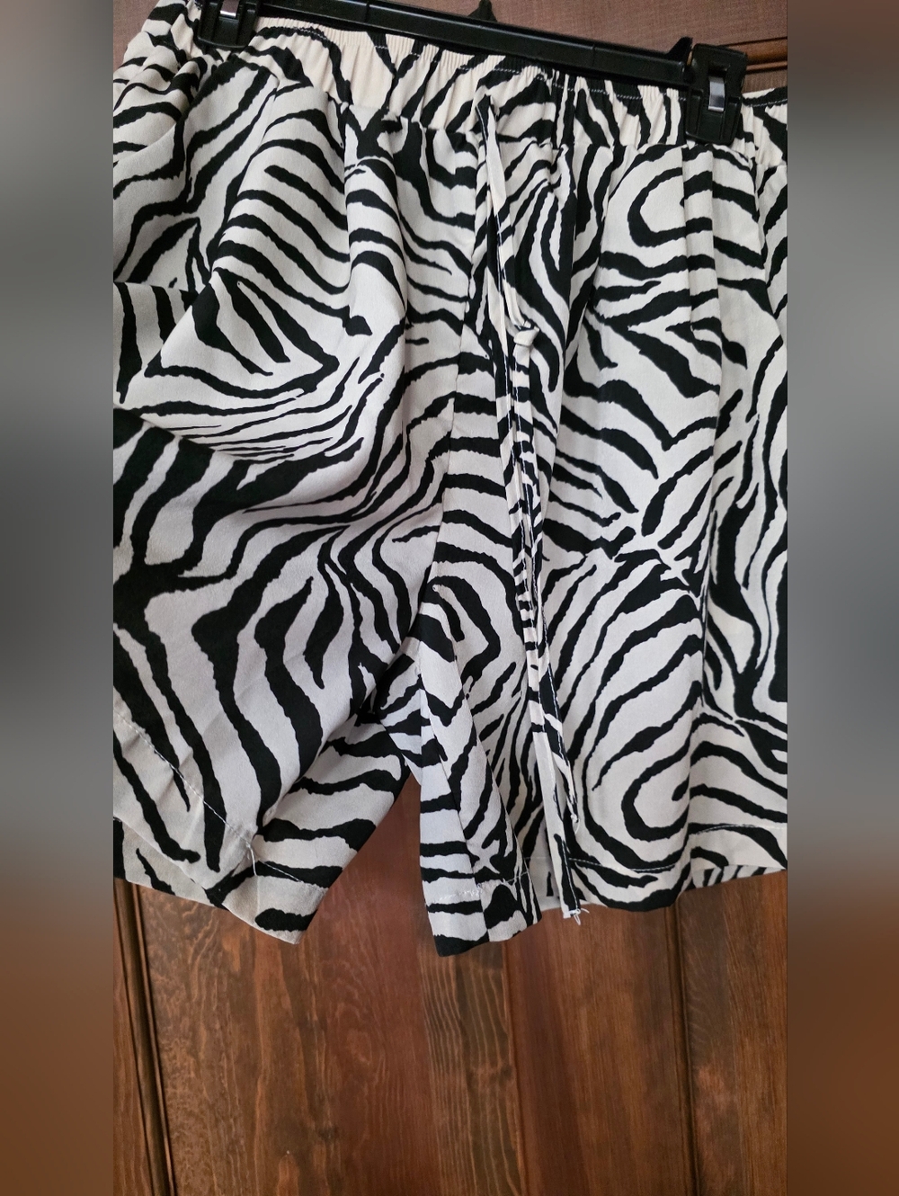 Zebra Print Flowing Shorts - Black & White - Picture 2 of 3